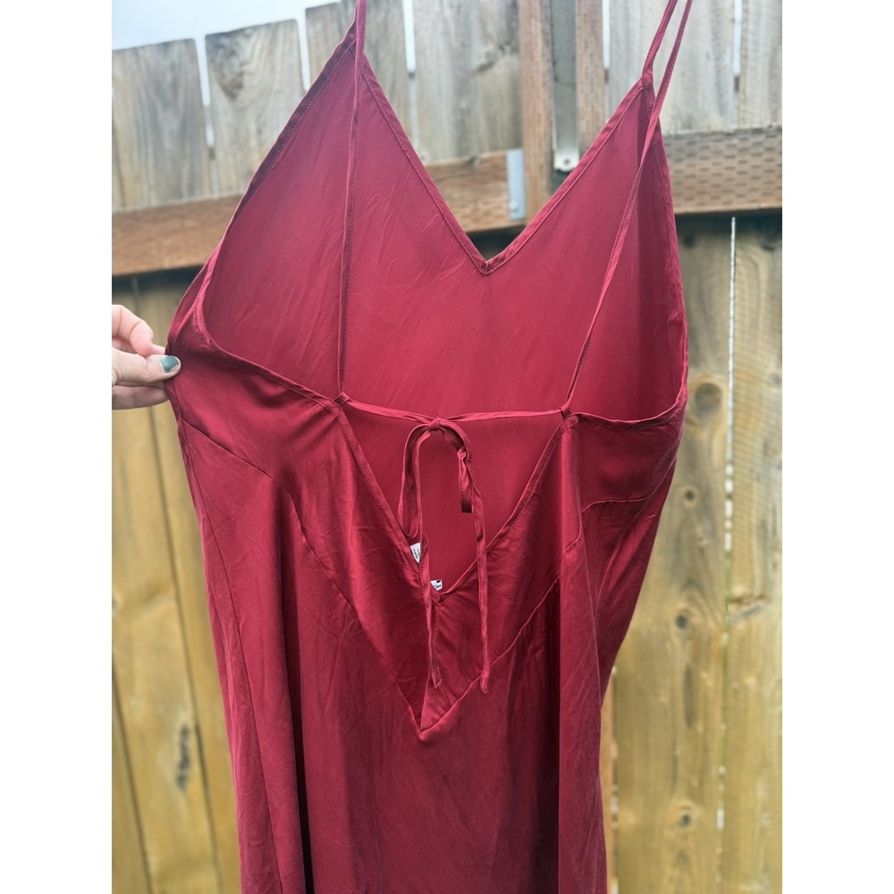 Nordstrom 100% Silk Red Slip Dress Maxi Backless Tie Size Large - Picture 3 of 7